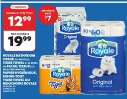 Independent City Market FACIAL TISSUE, 12'S ROYALE BATHROOM TISSUE 30=60 TIGER TOWEL, 6=12 ROLLS OR FACIAL TISSUE offer