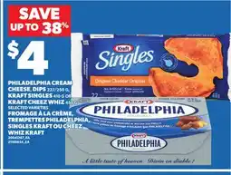 Independent City Market PHILADELPHIA CREAM CHEESE, DIPS 227/250 G, G, KRAFT SINGLES 410 G OR KRAFT CHEEZ WHIZ 450 G offer