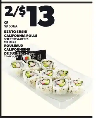 Independent City Market BENTO SUSHI CALIFORNIA ROLLS, 190-236 G offer