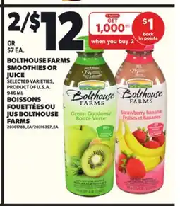 Independent City Market BOLTHOUSE FARMS SMOOTHIES OR JUICE, 946 ML offer