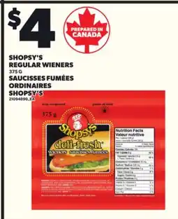 Independent City Market SHOPSY'S REGULAR WIENERS,375 G offer