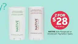 Rexall NATIVE Anti-Perspirant or Deodorant offer