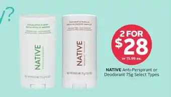 Rexall NATIVE Anti-Perspirant or Deodorant offer
