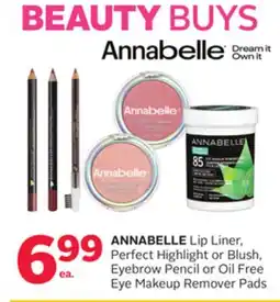 Rexall ANNABELLE Lip Liner, Perfect Highlight or Blush, Eyebrow Pencil or Oil Free Eye Makeup Remover Pads offer