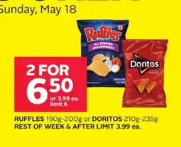Rexall RUFFLES 190g-200g or DORITOS 210g-235g offer