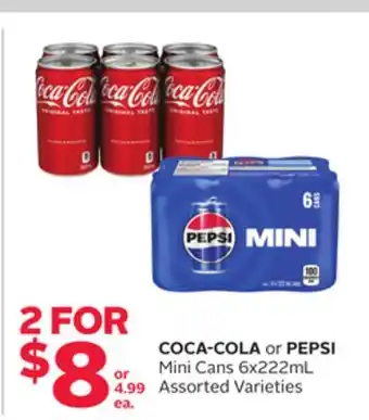 Rexall COCA-COLA or PEPSI Mini Cans 6x222mL offer