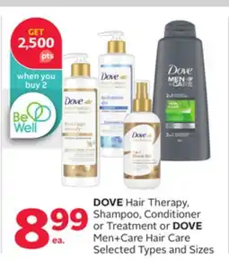 Rexall DOVE Hair Therapy, Shampoo, Conditioner or Treatment or DOVE Men + Care Hair Care offer