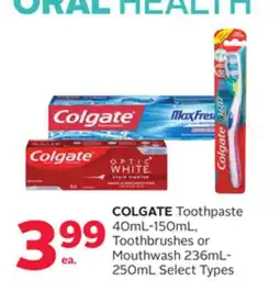 Rexall COLGATE Toothpaste 40mL-150mL, Toothbrushes or Mouthwash 236mL-250mL offer