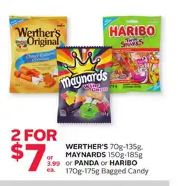 Rexall WERTHER'S 70g-135g, MAYNARDS 150g-185g or PANDA or HARIBO 170g-175g Bagged Candy offer