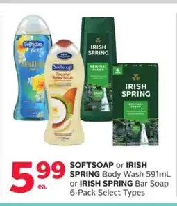 Rexall SOFTSOAP or IRISH SPRING Body Wash 591mL or IRISH SPRING Bar Soap 6-Pack offer