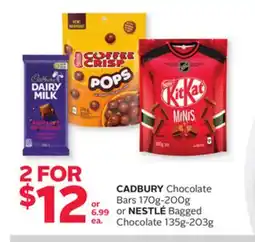 Rexall CADBURY Chocolate Bars 170g-200g or NESTLÉ Bagged Chocolate 135g-203g offer