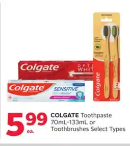 Rexall COLGATE Toothpaste 70mL-133mL or Toothbrushes offer