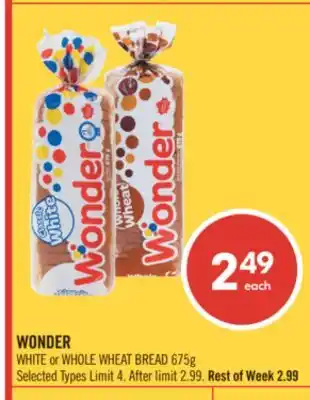 Shoppers Drug Mart WONDER WHITE or WHOLE WHEAT BREAD offer