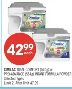 Shoppers Drug Mart SIMILAC TOTAL COMFORT (570g) or PRO-ADVANCE (584g) INFANT FORMULA POWDER offer