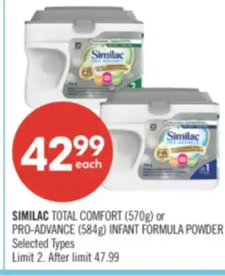Shoppers Drug Mart SIMILAC TOTAL COMFORT (570g) or PRO-ADVANCE (584g) INFANT FORMULA POWDER offer