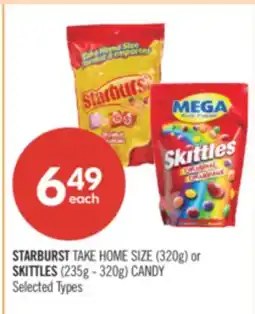 Shoppers Drug Mart STARBURST TAKE HOME SIZE (320g) or SKITTLES (235g - 320g) CANDY offer