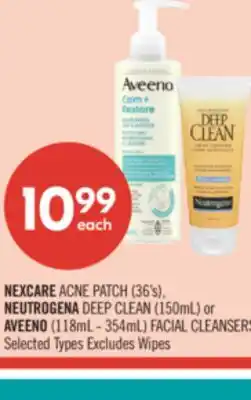 Shoppers Drug Mart NEXCARE ACNE PATCH (36's), NEUTROGENA DEEP CLEAN (150mL) or AVEENO (118mL - 354mL) FACIAL CLEANSERS offer