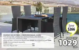 JYSK MADERUP 205 CM TABLE + 4 SKIVE/SAN MIGUEL CHAIRS offer