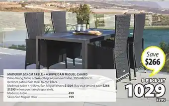 JYSK MADERUP 205 CM TABLE + 4 SKIVE/SAN MIGUEL CHAIRS offer