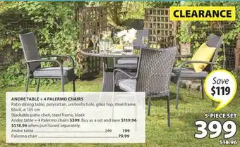 JYSK ANDRE TABLE + 4 PALERMO CHAIRS offer