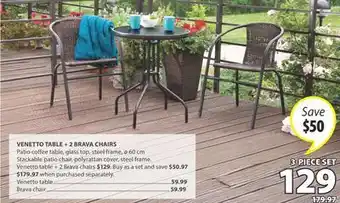 JYSK VENETTO TABLE + 2 BRAVA CHAIRS offer