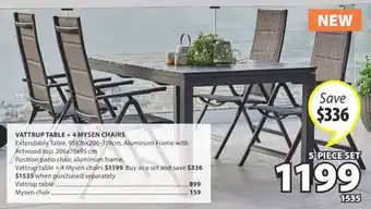 JYSK VATTRUP TABLE + 4 MYSEN CHAIRS offer