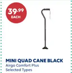 Wellwise by Shoppers Airgo Comfort Plus MINI QUAD CANE BLACK offer