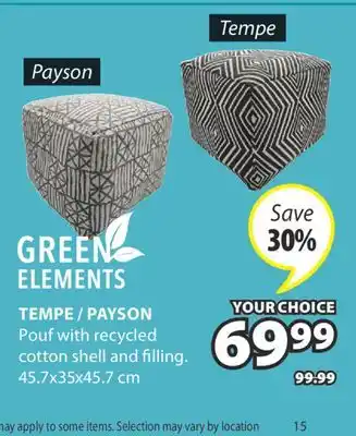 JYSK TEMPE / PAYSON Pouf with recycled offer