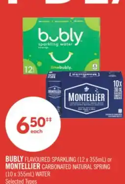 Shoppers Drug Mart BUBLY FLAVOURED SPARKLING (12 x 355mL) or MONTELLIER CARBONATED NATURAL SPRING (10 x 355mL) WATER offer