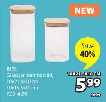 JYSK BIEL Glass jar, bamboo lid offer