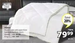 JYSK PANDA Duvet made with rayon from bamboo offer