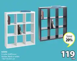 JYSK KEENE 9-cube shelf/room divider offer
