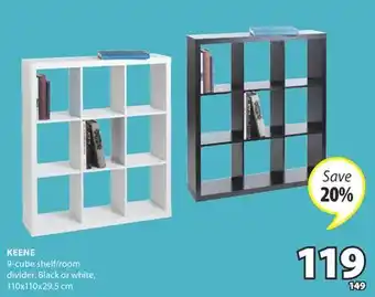 JYSK KEENE 9-cube shelf/room divider offer
