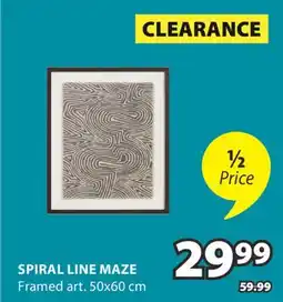 JYSK SPIRAL LINE MAZE Framed art offer