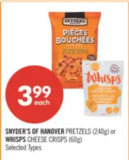 Shoppers Drug Mart SNYDER'S OF HANOVER PRETZELS (240g) or WHISPS CHEESE CRISPS (60g) offer