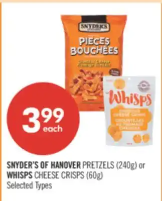 Shoppers Drug Mart SNYDER'S OF HANOVER PRETZELS (240g) or WHISPS CHEESE CRISPS (60g) offer