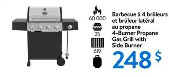 Walmart 4-Burner Propane Gas Grill with Side Burner offer