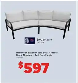 Matériaux Pont Masson Half Moon Exterior Sofa Set -4 Places -Black Aluminum And Grey Fabric offer