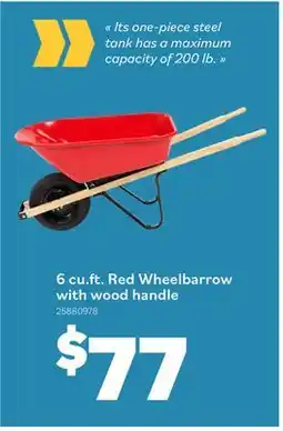 Matériaux Pont Masson 6 cu.ft. Red Wheelbarrow with wood handle offer
