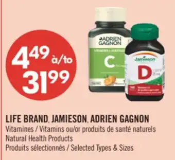 Pharmaprix LIFE BRAND, JAMIESON, ADRIEN GAGNON Natural Health Products offer