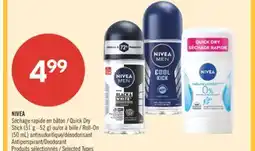 Pharmaprix NIVEA Quick Dry Stick (51 g - 52 g) or Roll-On (50 mL) Antiperspirant/Deodorant offer