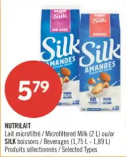 Pharmaprix SILK BEVERAGES (1.75L - 1.89L) or DAIRYLAND MICROFILTERED MILK (1.89L) offer