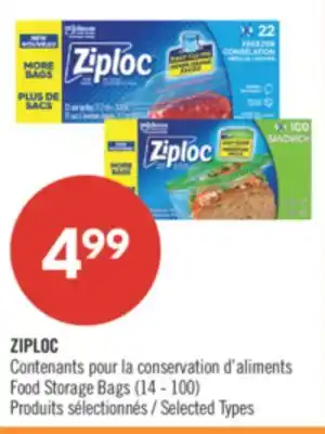 Pharmaprix ZIPLOC Food Storage Bags offer