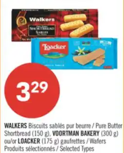 Pharmaprix WALKERS Biscuits Pure Butter Shortbread (150 g), VOORTMAN BAKERY (300 g) or LOACKER (175 g) Wafers offer