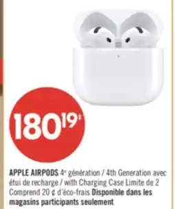 Pharmaprix APPLE AIRPODS 4th Generation avec with Charging Case offer