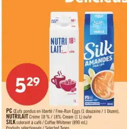 Pharmaprix PC Free-Run Eggs (1 Dozen), NUTRILAIT 18% Cream (1 L) or SILK Coffee Whitener (890 mL) offer