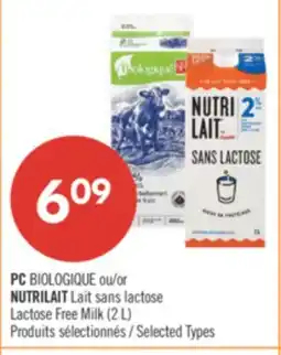 Pharmaprix PC BIOLOGIQUE or NUTRILAIT Lactose Free Milk (2 L) offer