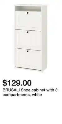 IKEA BRUSALI Shoe cabinet with 3 compartments, white offer