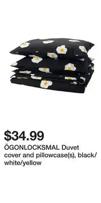 IKEA ÖGONLOCKSMAL Duvet cover and pillowcase(s), black/white/yellow offer