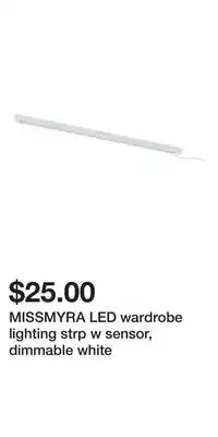 IKEA MISSMYRA LED wardrobe lighting strp w sensor, dimmable white offer